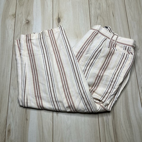 Larry Levine Linen Womens Capri Crop Wide Leg Pants Multicolor Striped Size 18W - Picture 1 of 10